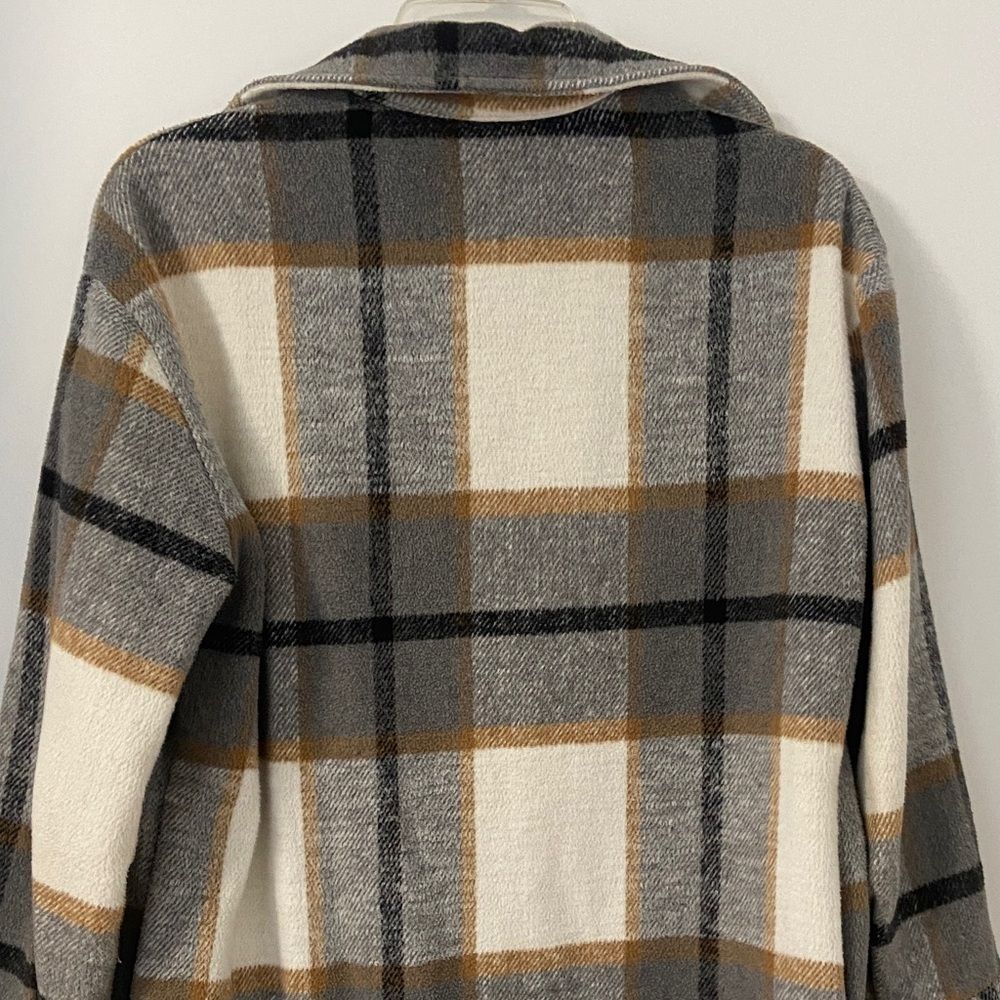 Plaid Button-Up Long Shacket - Picture 7 of 9